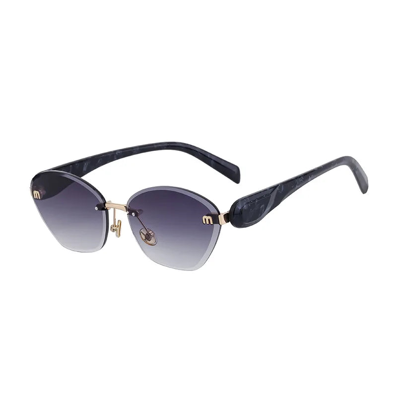 Fashion Retro Rimless M Sunglasses Brown Color Sunglasses Square Women Men Luxury Shade Gradient Rimless Summer Sun Glasses