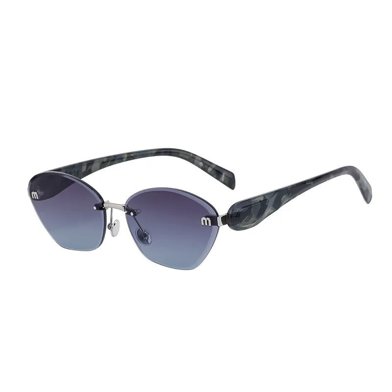 Fashion Retro Rimless M Sunglasses Brown Color Sunglasses Square Women Men Luxury Shade Gradient Rimless Summer Sun Glasses