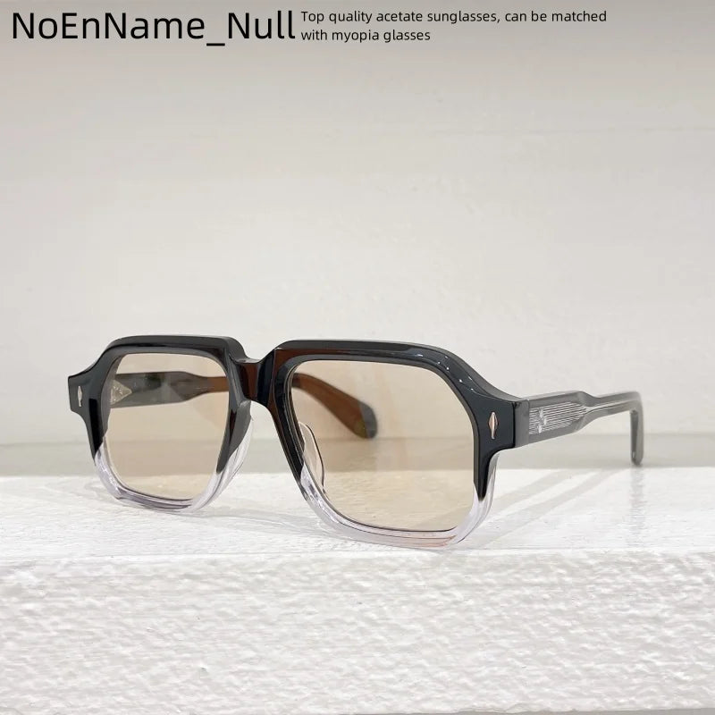 2025 Acetic acid Handmade CHALLENGERI large Square sunglasses Classic retro outdoor men's designer brand style UV400 glasses