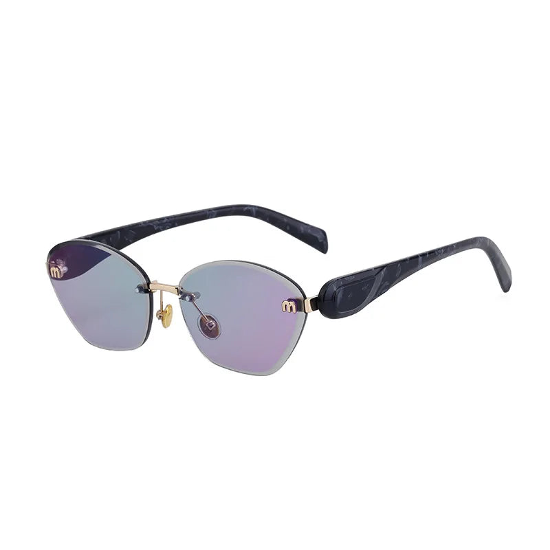 Fashion Retro Rimless M Sunglasses Brown Color Sunglasses Square Women Men Luxury Shade Gradient Rimless Summer Sun Glasses