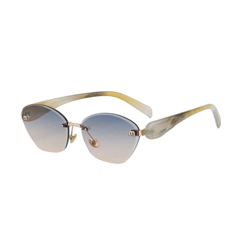 Fashion Retro Rimless M Sunglasses Brown Color Sunglasses Square Women Men Luxury Shade Gradient Rimless Summer Sun Glasses