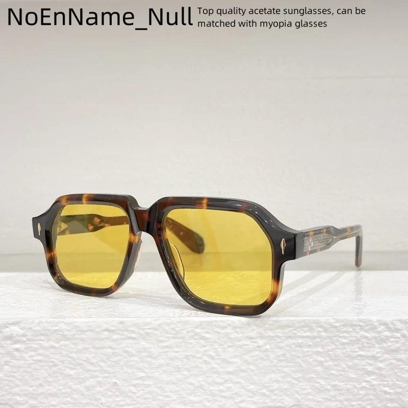 2025 Acetic acid Handmade CHALLENGERI large Square sunglasses Classic retro outdoor men's designer brand style UV400 glasses