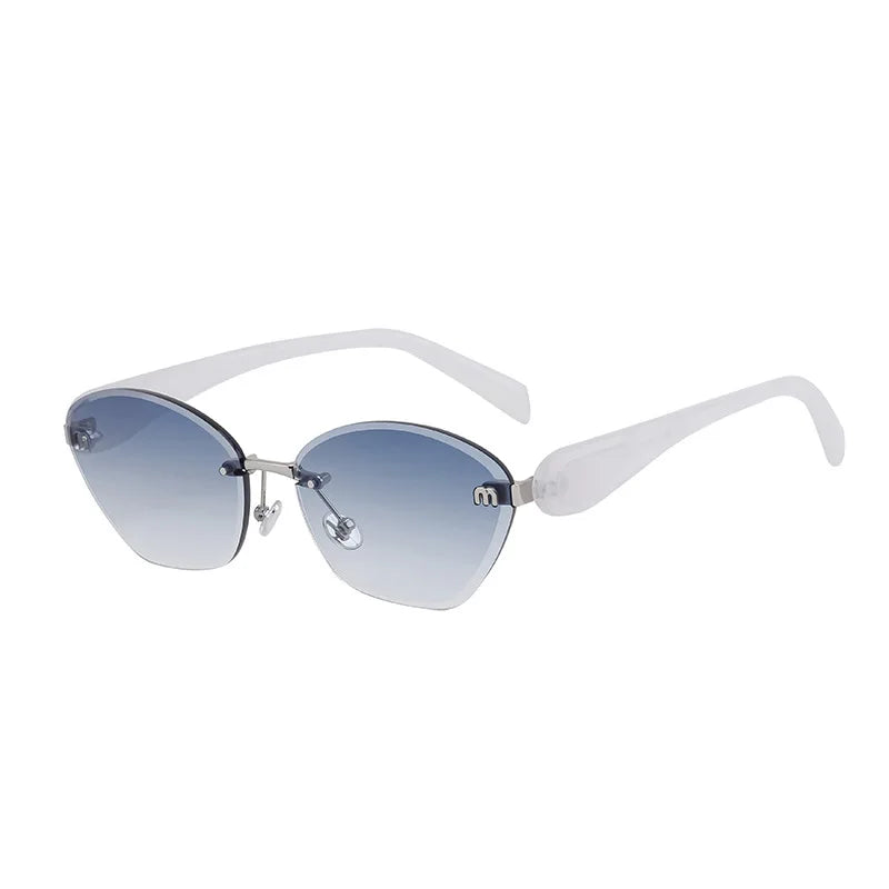 Fashion Retro Rimless M Sunglasses Brown Color Sunglasses Square Women Men Luxury Shade Gradient Rimless Summer Sun Glasses