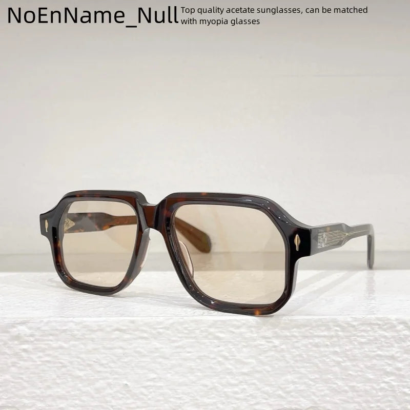 2025 Acetic acid Handmade CHALLENGERI large Square sunglasses Classic retro outdoor men's designer brand style UV400 glasses